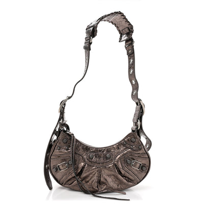 Metallic Agneau Arena Le Cagole Shoulder Bag XS Dark Bronze