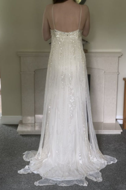 Ivory Exquisite A Line Beaded Rhinestone Chiffon Prom Dress Formal Dress Party Dress SH4024