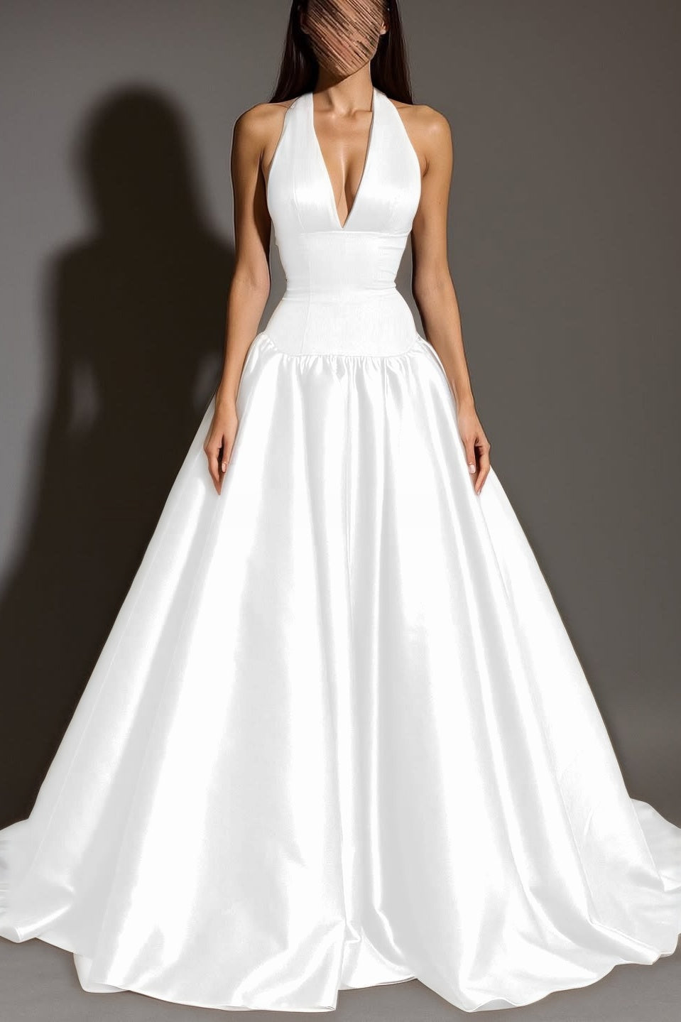 Sexy Sleeveless Halter Straps A-Line Deep V-Neck Long Prom Dress