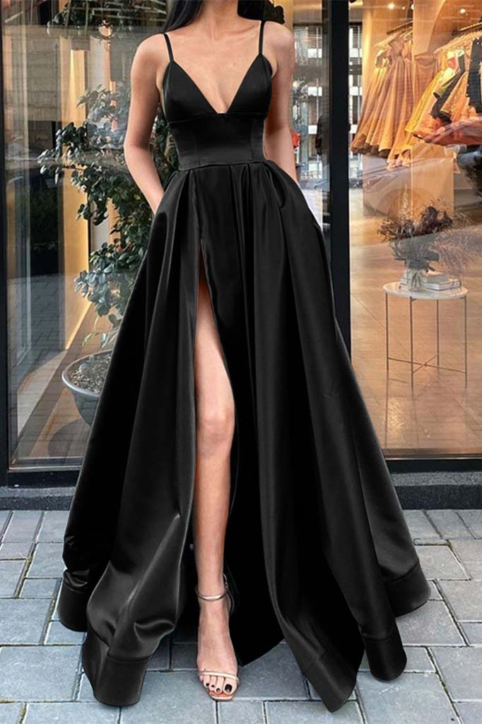 Gorgeous Dark Green Prom Dress Slit With Pockets