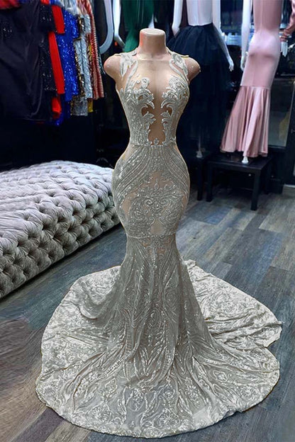 Mermaid Yellow Sequins Prom Dress Sleeveless