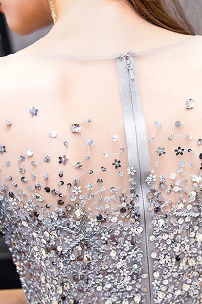 Gorgeous Long Prom Dress With Short Sleeves Sequins Online