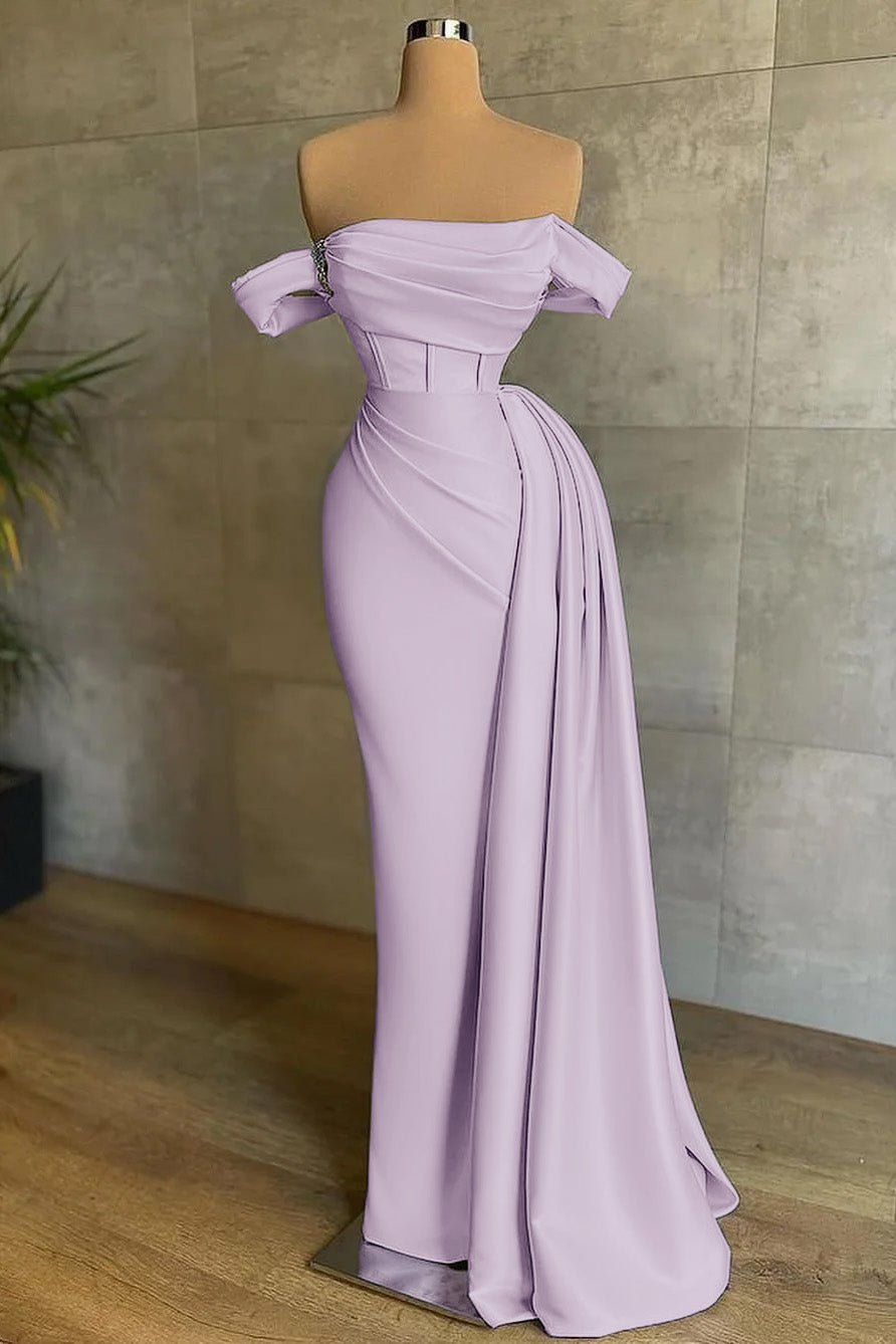 White Mermaid Prom Dress Off-The-Shoulder