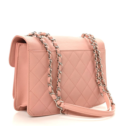 Goatskin Quilted Small CC Box Flap Pink