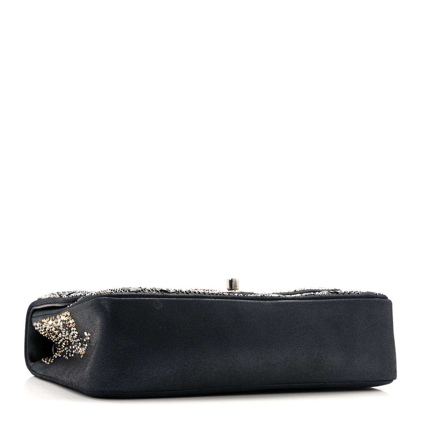 Oxidized Goatskin Strass Buonasera Medium Flap Dark Blue