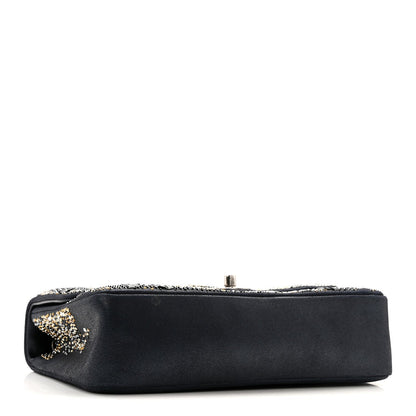 Oxidized Goatskin Strass Buonasera Medium Flap Dark Blue