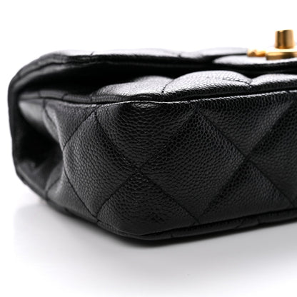 Caviar Quilted Mini Sweetheart Rectangular Flap Black