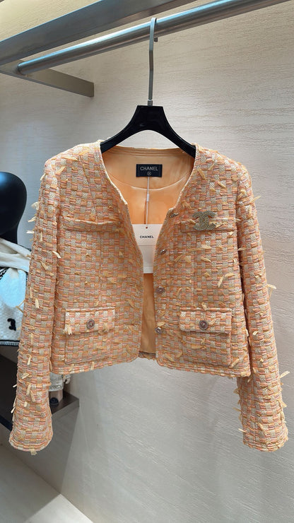 CHANEL SWEET GIRL JACKET ORANGE TWEED