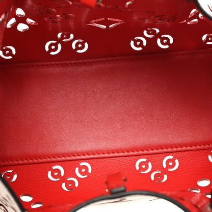 Calfskin Loubinthesky Mini Perforated Cabarock Spikes Tote White