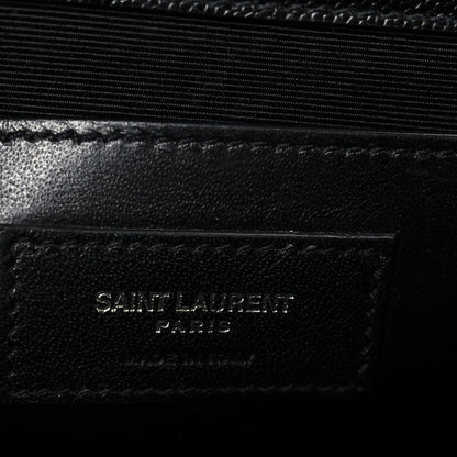 Grain De Poudre Textured Mixed Matelasse Triquilt Medium Monogram Satchel Black