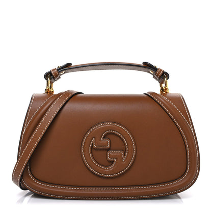 Roxy Calfskin Medium Blondie Top Handle Bag Brown