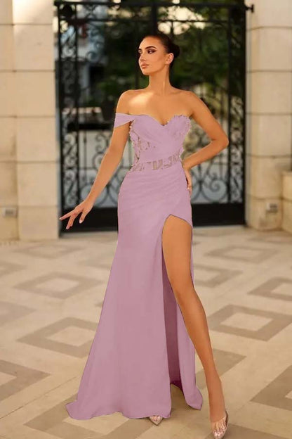 White One Shoulder Long Prom Dress Sleeveless with Slit