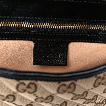 Monogram Matelasse Diagonal Small GG Marmont Shoulder Bag Beige Black