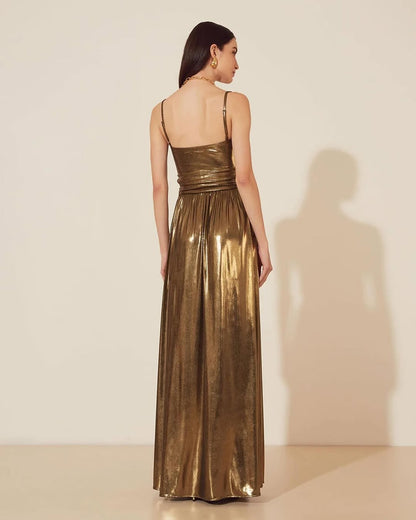 Brown Sleeveless Spaghetti Straps Sweetheart Long Prom Dress
