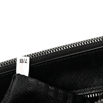 Saffiano Lux Monochrome Large Galleria Double Zip Tote Black