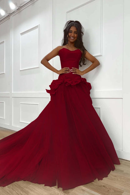 Pink Sweetheart Mermaid Evening Dress in Satin and Tulle with Bows