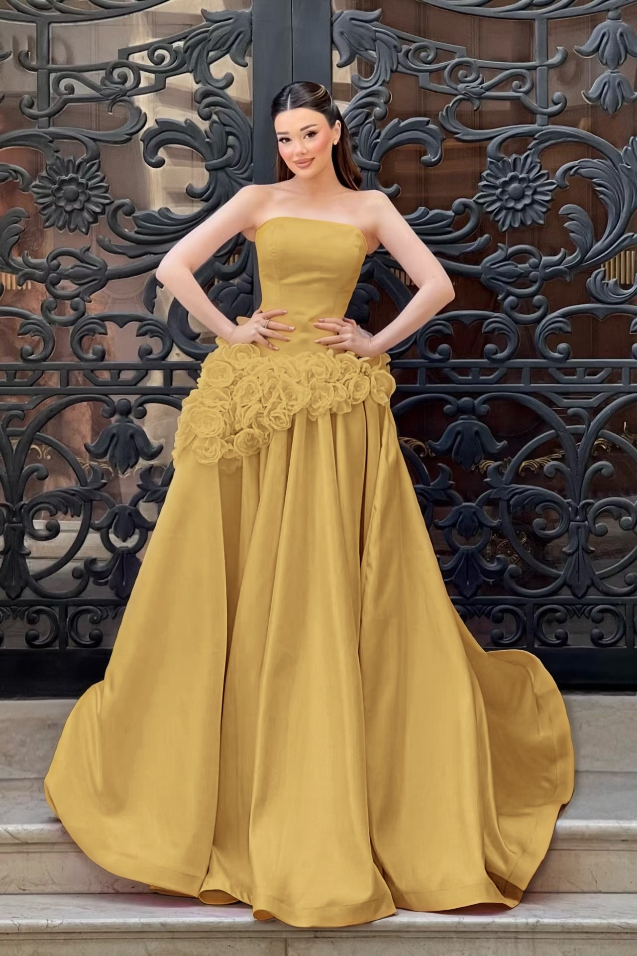 Charming Sleeveless Square A-Line Evening Dress With Handmade Flower
