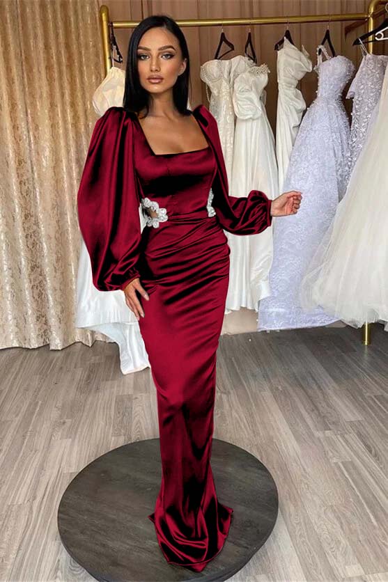 Glamorous Long Puff Sleeves Mermaid Prom Dress With Appliques