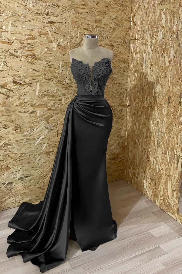 Sleeveless Mermaid Evening  Appliques Dress With Slit
