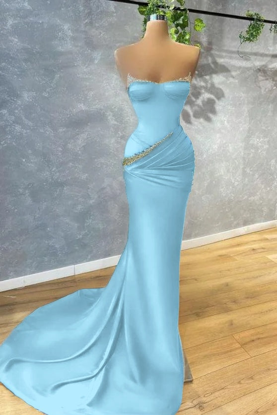 Dark Green Mermaid Prom Dress Strapless With beads