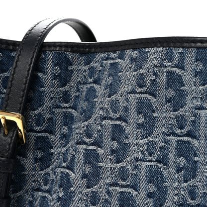 Denim Oblique Jacquard Medium C'est Chain Bucket Bag Denim Blue