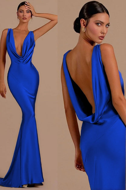 Charming Mermaid Red Sheath Halter Long Prom Dress