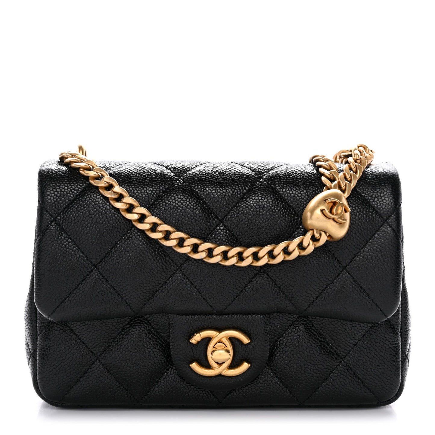 Caviar Quilted Mini Sweetheart Rectangular Flap Black