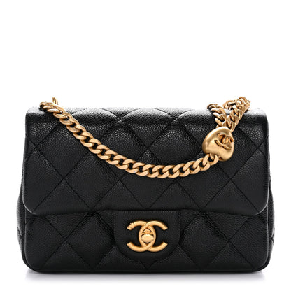 Caviar Quilted Mini Sweetheart Rectangular Flap Black