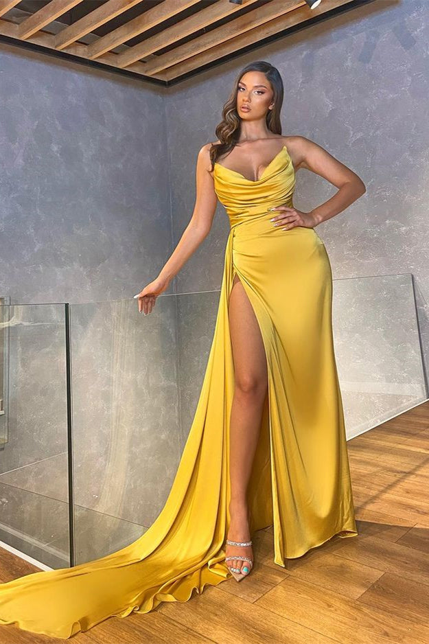 Mermaid Long Pleated Slit Prom Dress