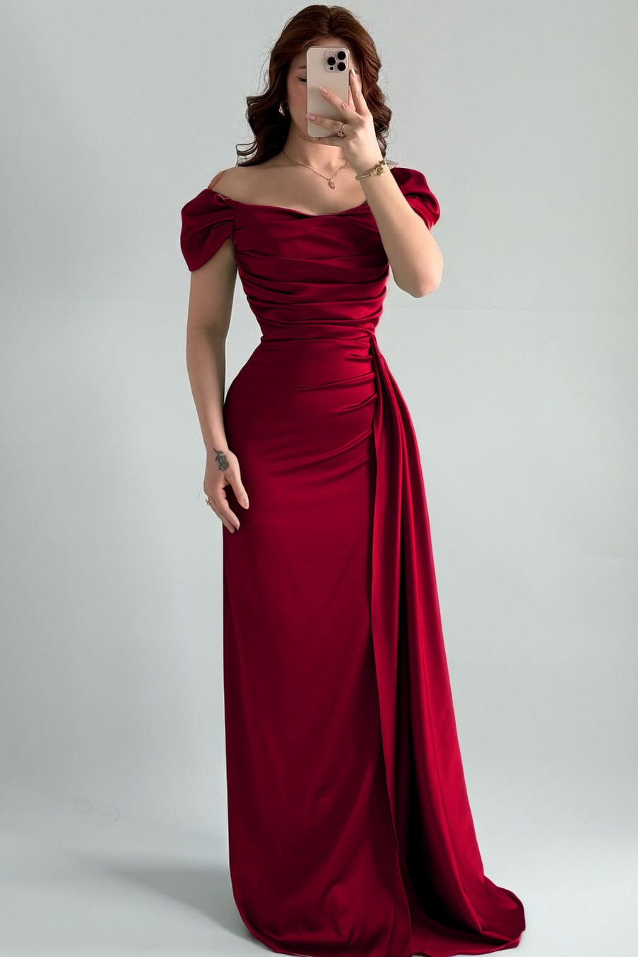Sleeveless Strapless Off-Shoulders Pleated Prom Dress With Split