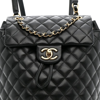 Calfskin Quilted Small Urban Spirit Backpack Black