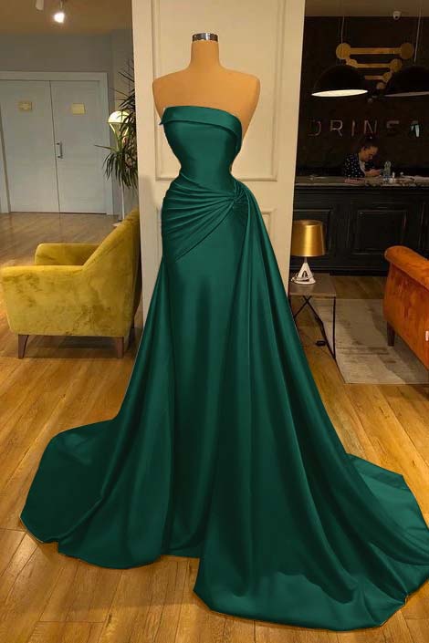 Strapless Baby Blue Elegant Mermaid Evening Dress Long With Ruffle