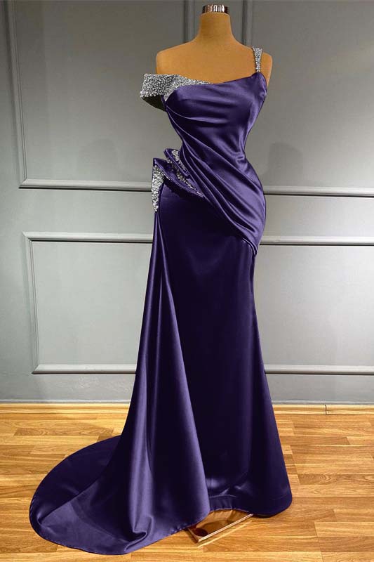 Long Off-the-Shoulder Mermaid Ruffles Evening Dress With Beads