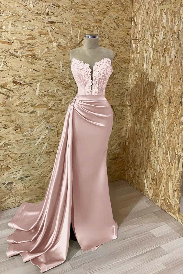 Sleeveless Mermaid Evening  Appliques Dress With Slit