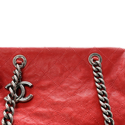 Caviar Quilted Frame CC Shopping Tote Red