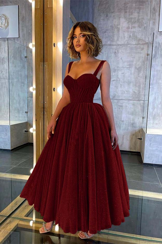 Glittering Straps Sweetheart Prom Dress