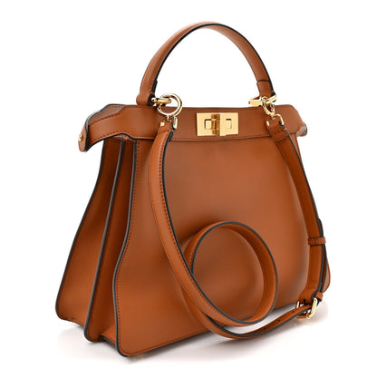 Vitello Seta Shiny Nappa Medium Peekaboo I SEE U Satchel Brandy Light Rose