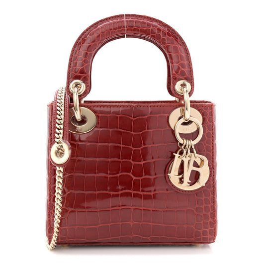 Alligator Mini Lady Dior Red