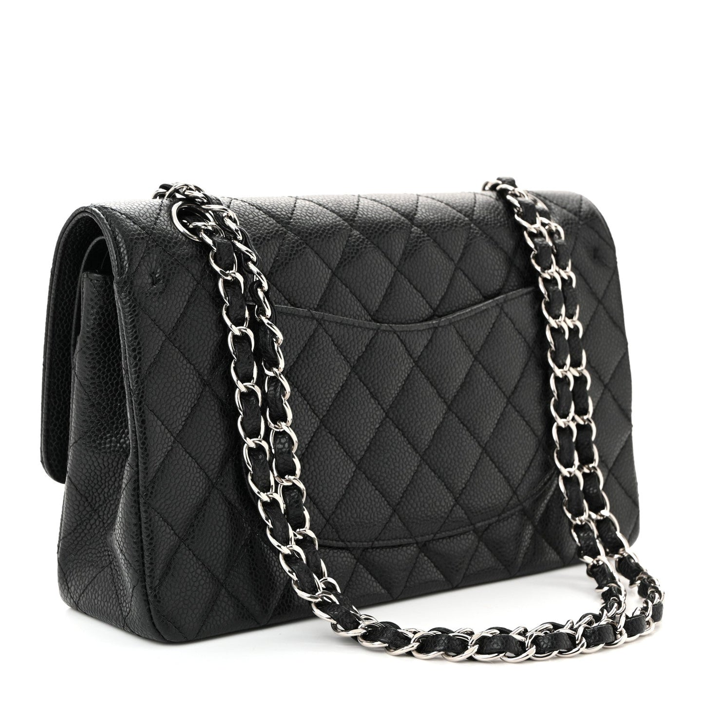 Caviar Quilted Medium Double Flap Black