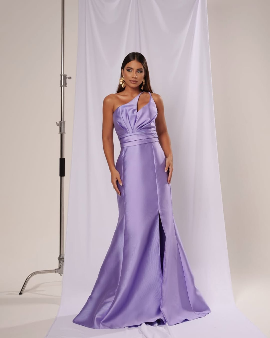 Purple Sleeveless Halter Straps Mermaid Long Prom Dress