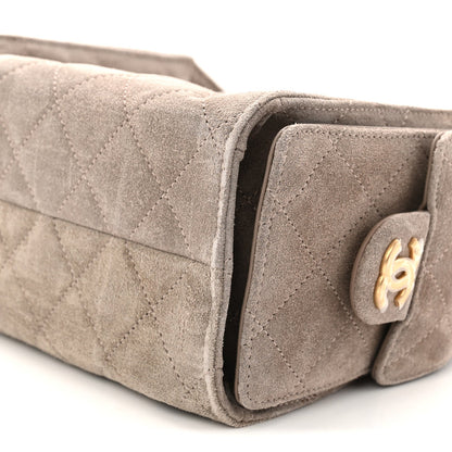 Suede Quilted Mini Chanel 25 Handbag Dark Grey