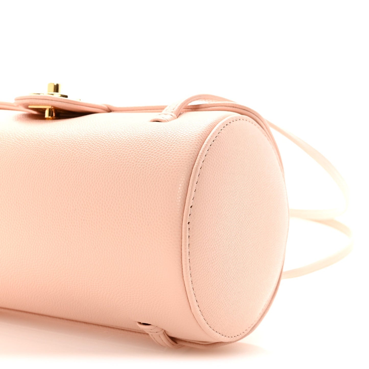 Shiny Caviar Preppy Coco Small Bowling Bag Light Pink