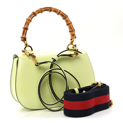 Boarded Dyana Lux Calfskin Web Small Bamboo 1947 Top Handle Bag Light Green