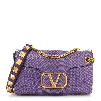 Snakeskin Stud Sign Shoulder Bag Purple