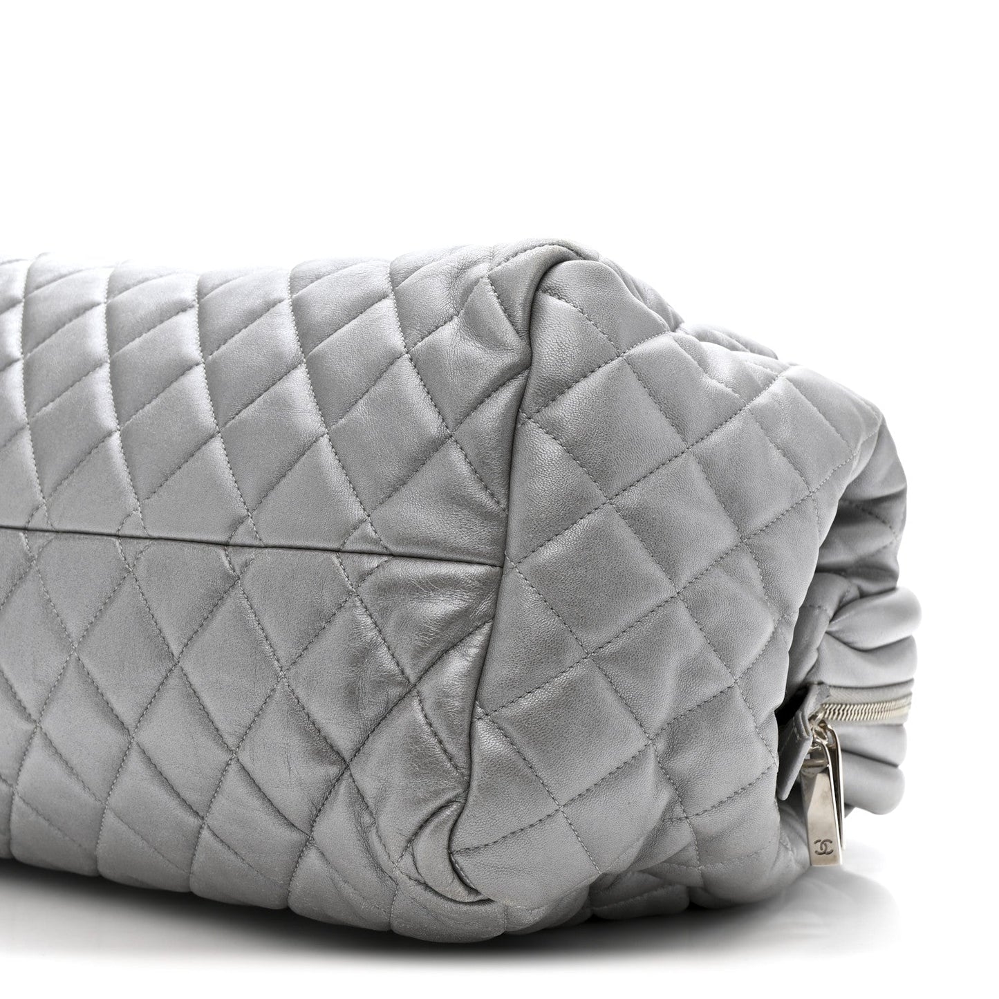 Metallic Lambskin Quilted Coco Cocoon Bowler Silver