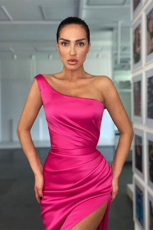 Amazing Rose Pink Mermaid Evening Dress Slit Strapless