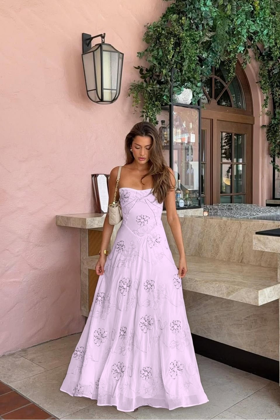 Spaghetti Strap Sleeveless Long Evening Dress With Pleated Appliques