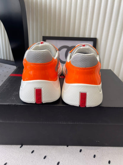 Pra 2025 Sneaker Orange mix Gray Patent Leather Mesh 554581