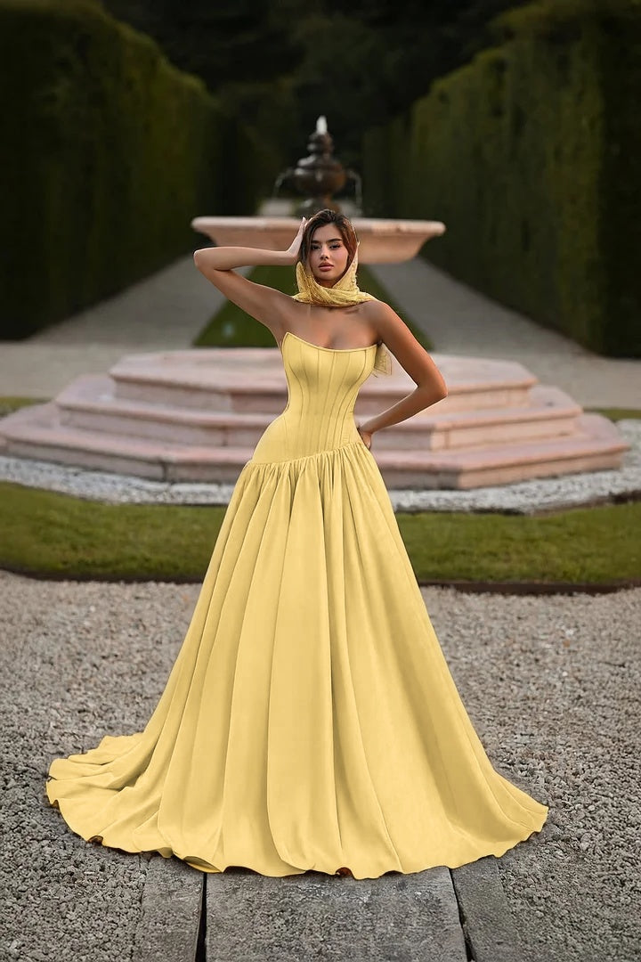 Sky Blue Sleeveless Square A Line Prom Dress With Pleated