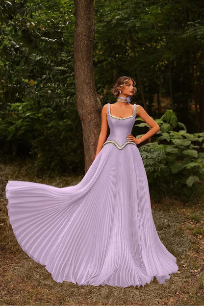 Sleeveless Spaghetti Straps Prom Dress With Beads